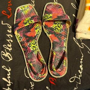 Colorful snake skin sandals